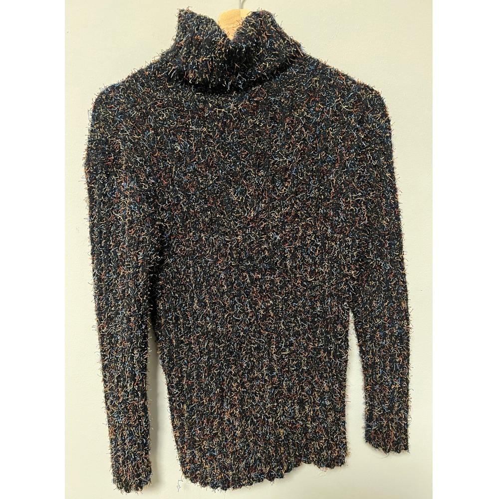 Chico's Design Turtleneck Sweater Women Size 1 Multicolor Eyelash Knit Pre-owned
